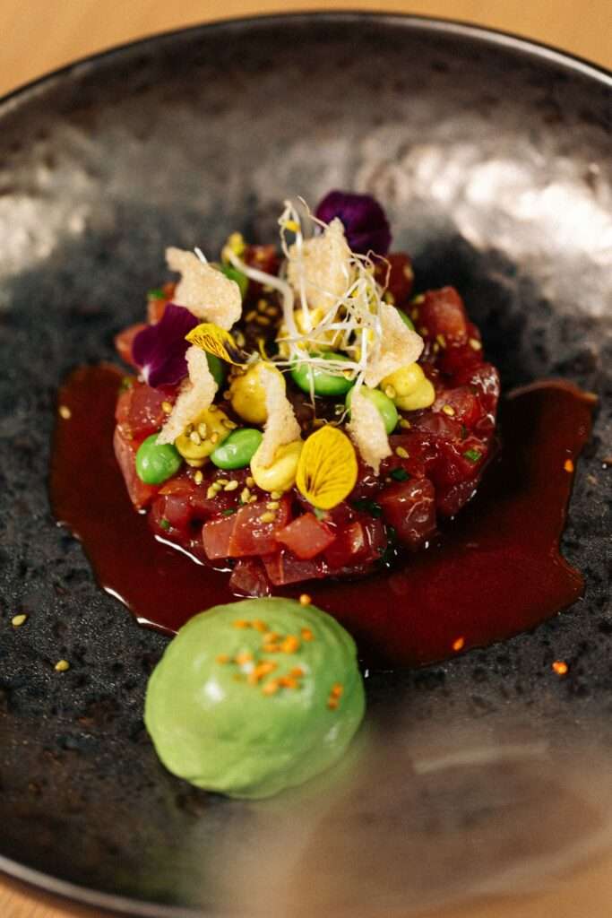 tuna tatar with avocado edamame and lime at 15 High